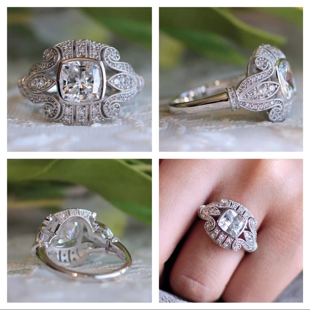925 Silver Art Deco Statement Ring - Picture 2 of 8
